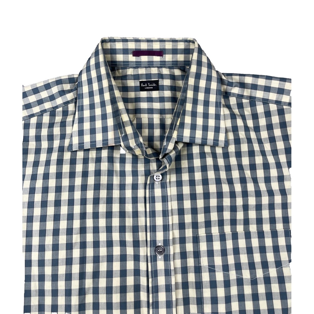 Paul Smith London Shirt‎ Mens 17.5 XL Checkered Button Up Cotton Dress
